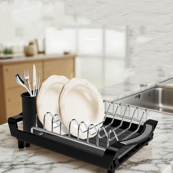 Wudkey Black Expandable Rust Resistant Dish Drying Rack, Stainless