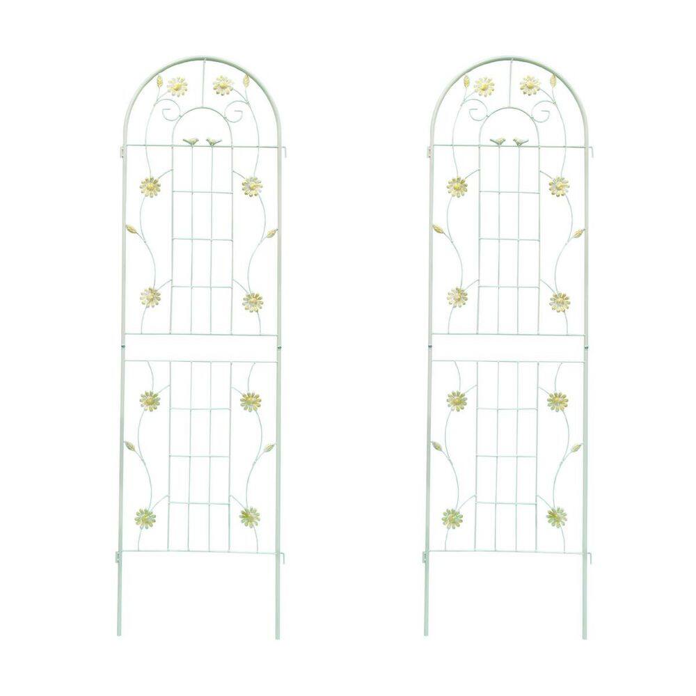 71 in. Cream White Iron Arch Garden Trellis, Fence Plant Trellis for Outdoor Climbing Roses Vines Support (2-Pack) price history on PriceWatchPro