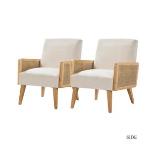 Delphine Linen Cane Accent Chair (Set of 2)