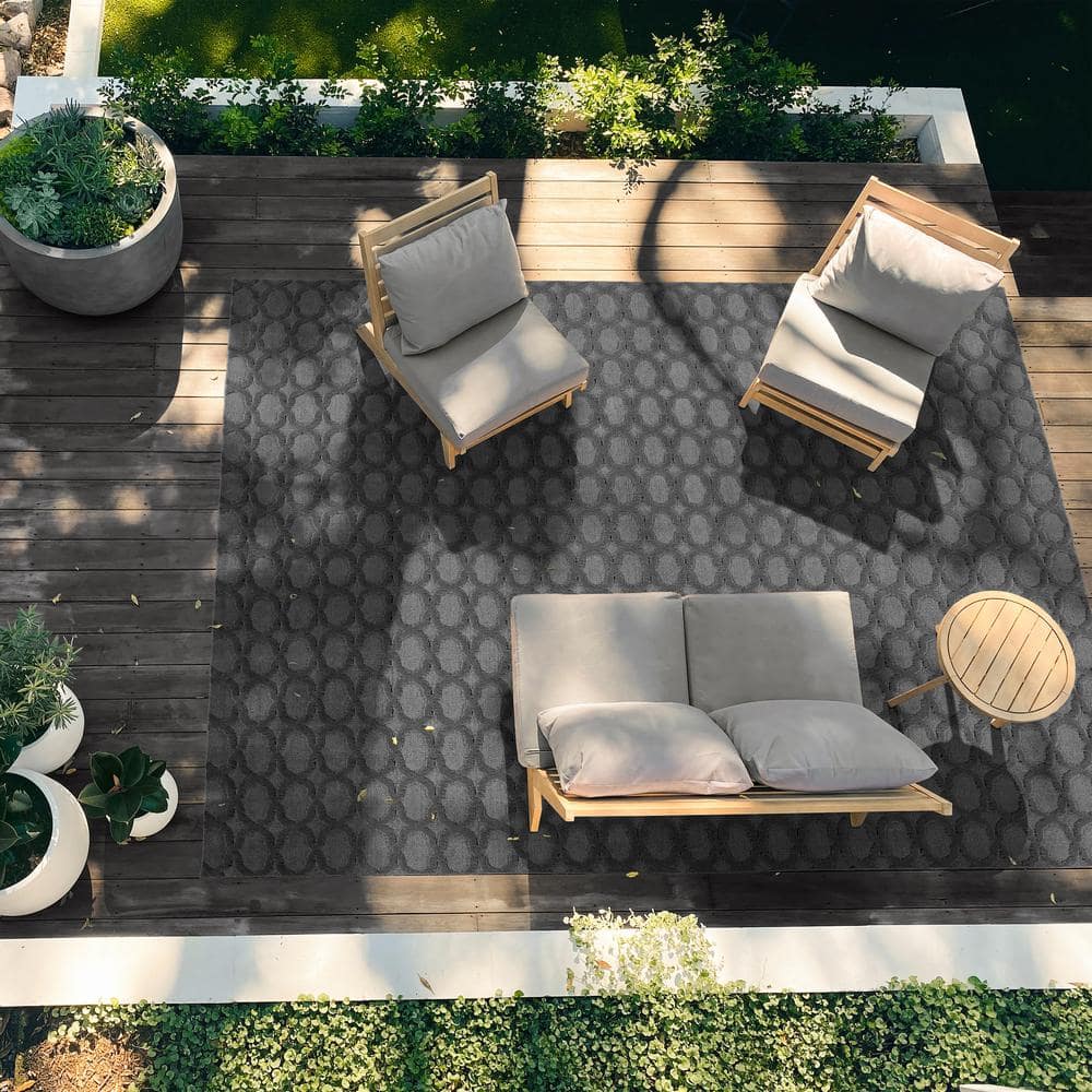 Cinder Gray Trellis 9x12 ft Tufted Synthetic Area Rug