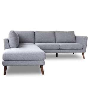 Bellatrix 96 in. W Square Arm 2-piece L-Shaped Fabric Left Facing Corner Sectional Sofa in Gray (Seats-4)