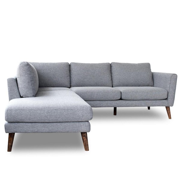 Ashcroft Furniture Co Bellatrix 96 in. W Square Arm 2-piece L-Shaped Fabric Left Facing Corner Sectional Sofa in Gray (Seats-4)