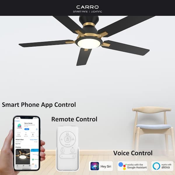 Essex II 52 in. Integrated LED Indoor/Outdoor Black Smart Ceiling Fan with Light and Remote, Works w/Alexa/Google Home