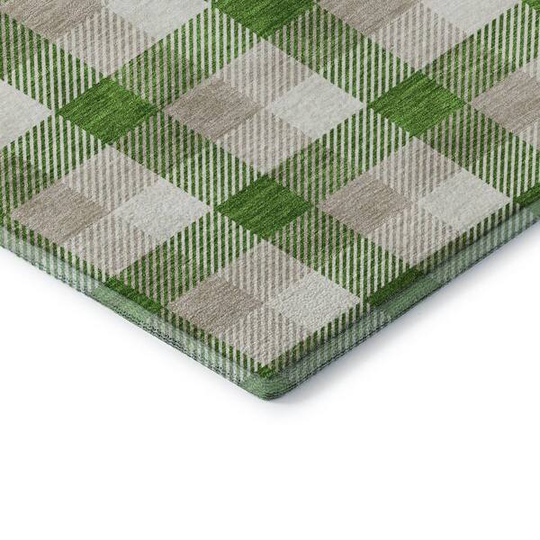 Mayfield Premium Machine Washable Abstract AMF1053 Emerald 8 ft. x 8 ft. Round Rug