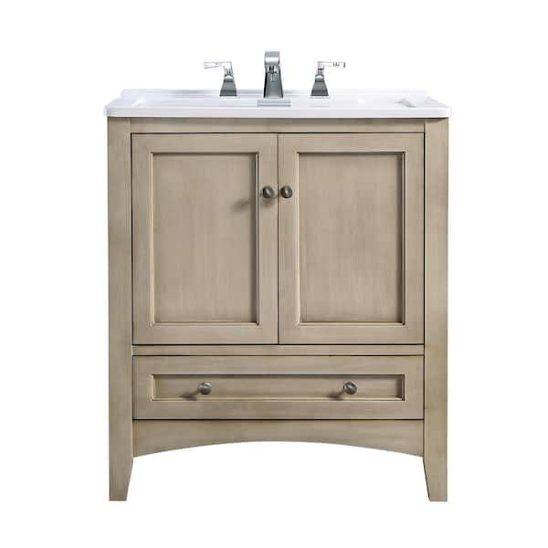 stufurhome Delia 30 in. x 22 in. Off-White Wood Undermount Laundry Utility Sink