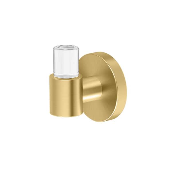 Clarion J-Hook Robe Hook in Crystal-Clear Acrylic Brushed Brass