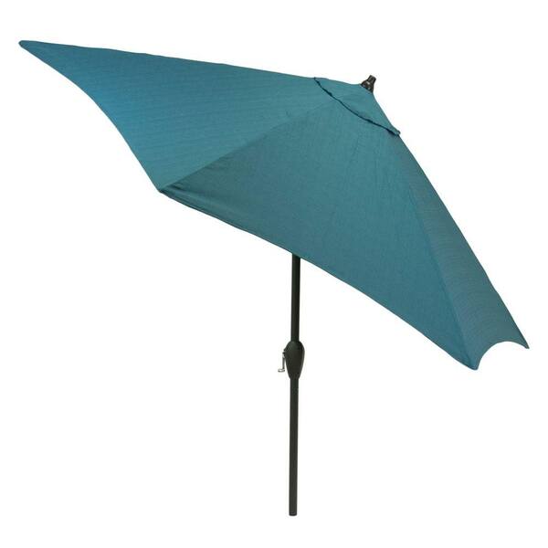 Hampton Bay 9 ft. Aluminum Patio Market Umbrella in Teal Solid