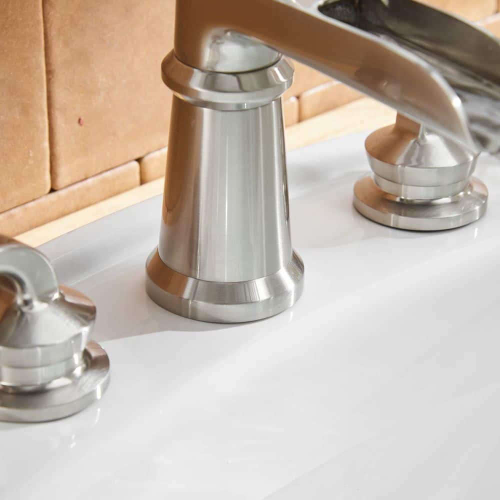 Brushed Nickel Waterfall Widespread 2-Handle Bathroom Faucet
