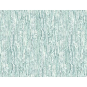 Marble Texture Turquoise Paper Non-Pasted Strippable Wallpaper Roll (Cover 60.75 sq. ft.)