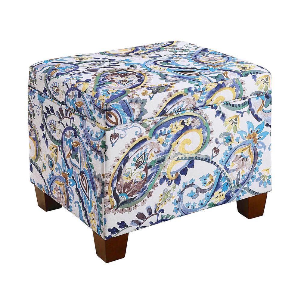 Madison 18'' Paisley Fabric Multi-Function Storage Ottoman