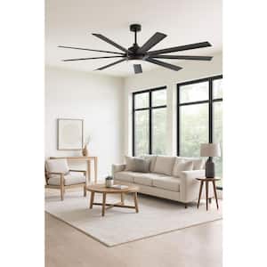 Turbine 80.0 in. Indoor/Outdoor Integrated LED Matte Black Ceiling Fan with Remote Control