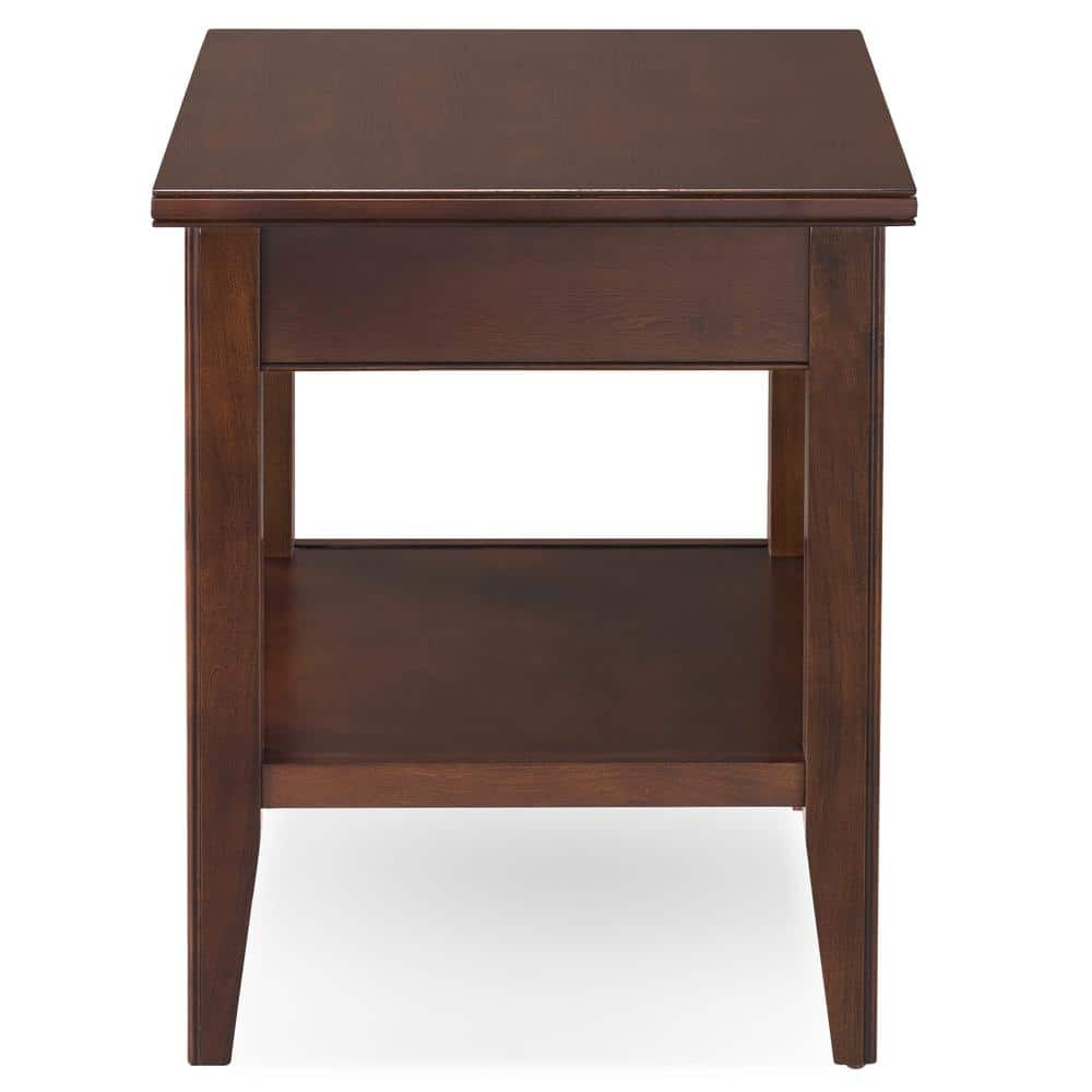Laurent Chocolate Cherry Solid Wood End Table with Drawer and Shelf