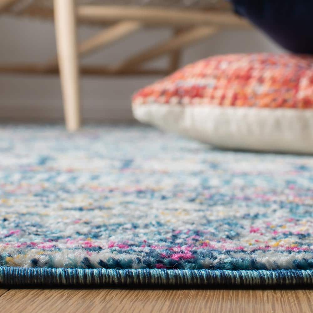 Madison Denim Blue & Purple 8' x 10' Boho Chic Synthetic Area Rug