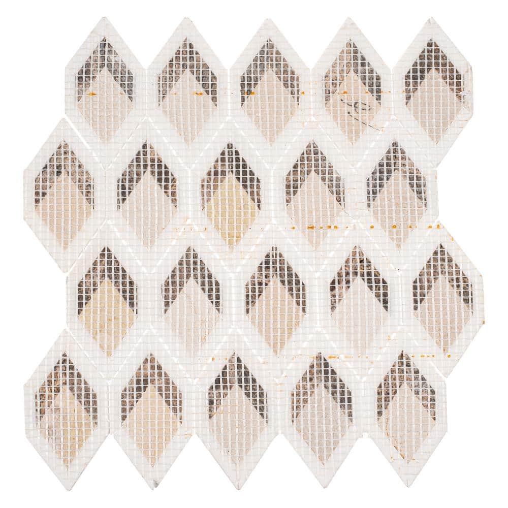 Easton Brown Diamond Patterned Marble Mosaic Tile