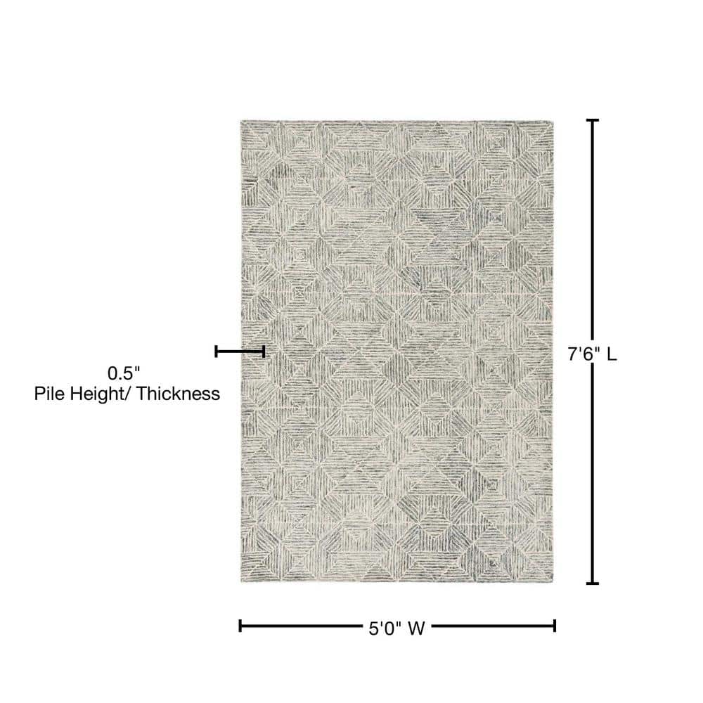 Handmade Light Green Wool and Viscose Geometric Area Rug