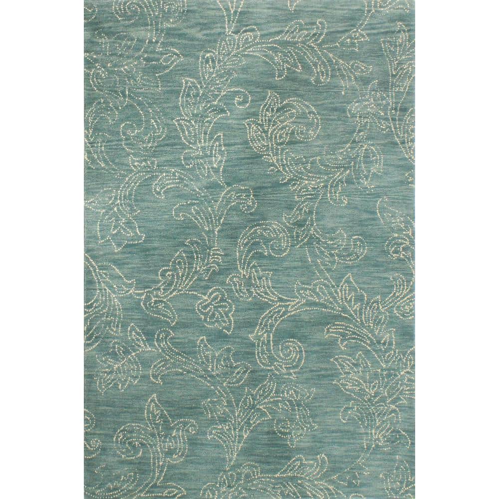Handmade Teal Wool Rectangular 8' x 10' Tufted Area Rug
