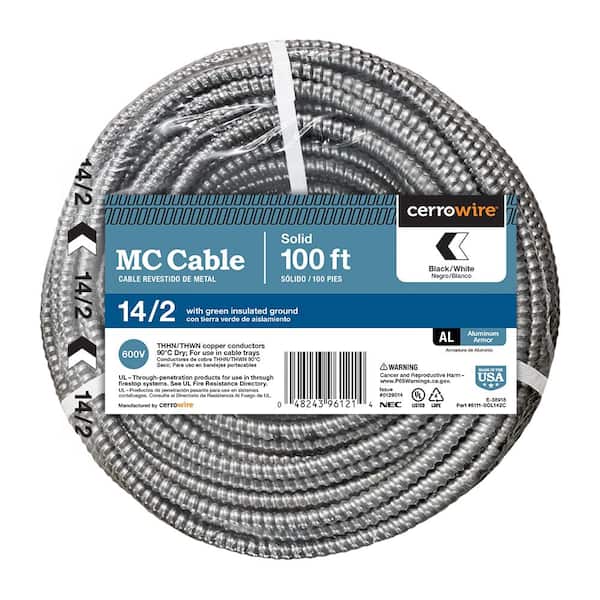100 ft. 14/2 Solid Copper MC (Metal Clad) Aluminum Armor Cable
