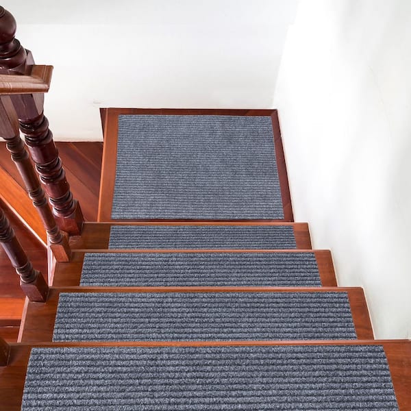 Costway 15 Pcs Slip-Resistant Stair Mats 30'' x 8'' Non-Slip Stair Treads Carpet Black