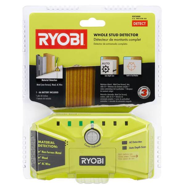 NEW Ryobi LED Stud Finder Detector Wood Mounting Nailing Drywall Metal AC Wire 