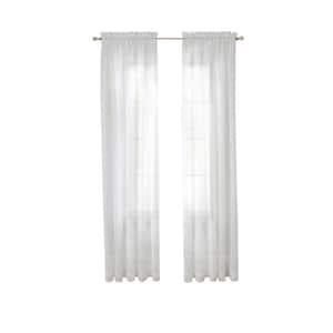 Victoria Grey Solid Polyester 118 in. W x 95 in. L Sheer Pair Rod Pocket Curtain Panel