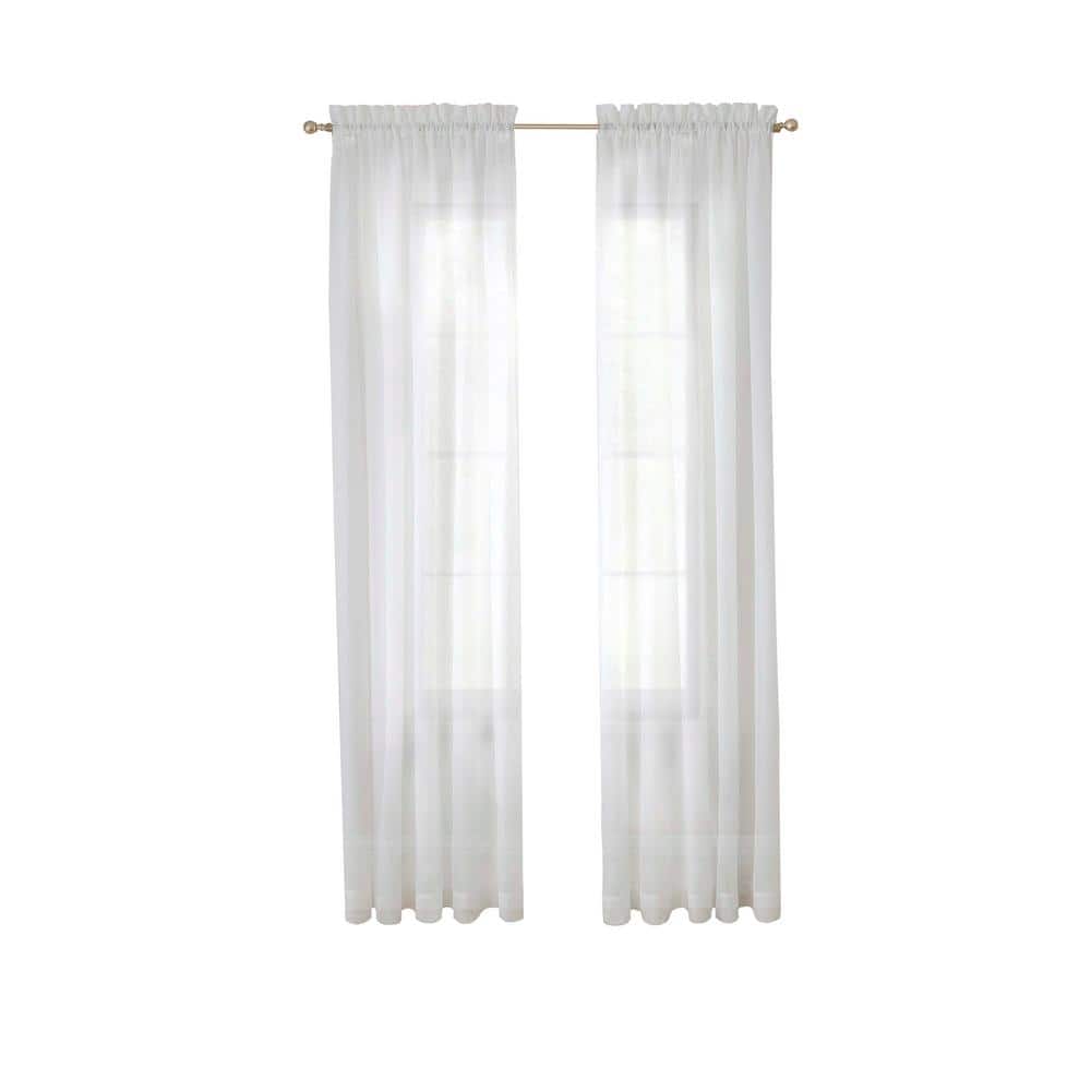 White Sheer Rod Pocket Cotton Polyester Window Panels