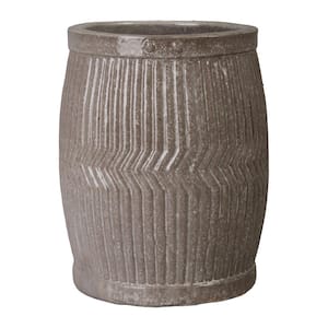 19 in. L x 25 in. H Gray Ceramic Round Planter with High-fire treatment