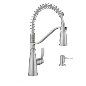 Nolia Single-Handle Pre-Rinse Spring Pulldown Sprayer Kitchen Faucet with Power Boost in Spot Resist Stainless