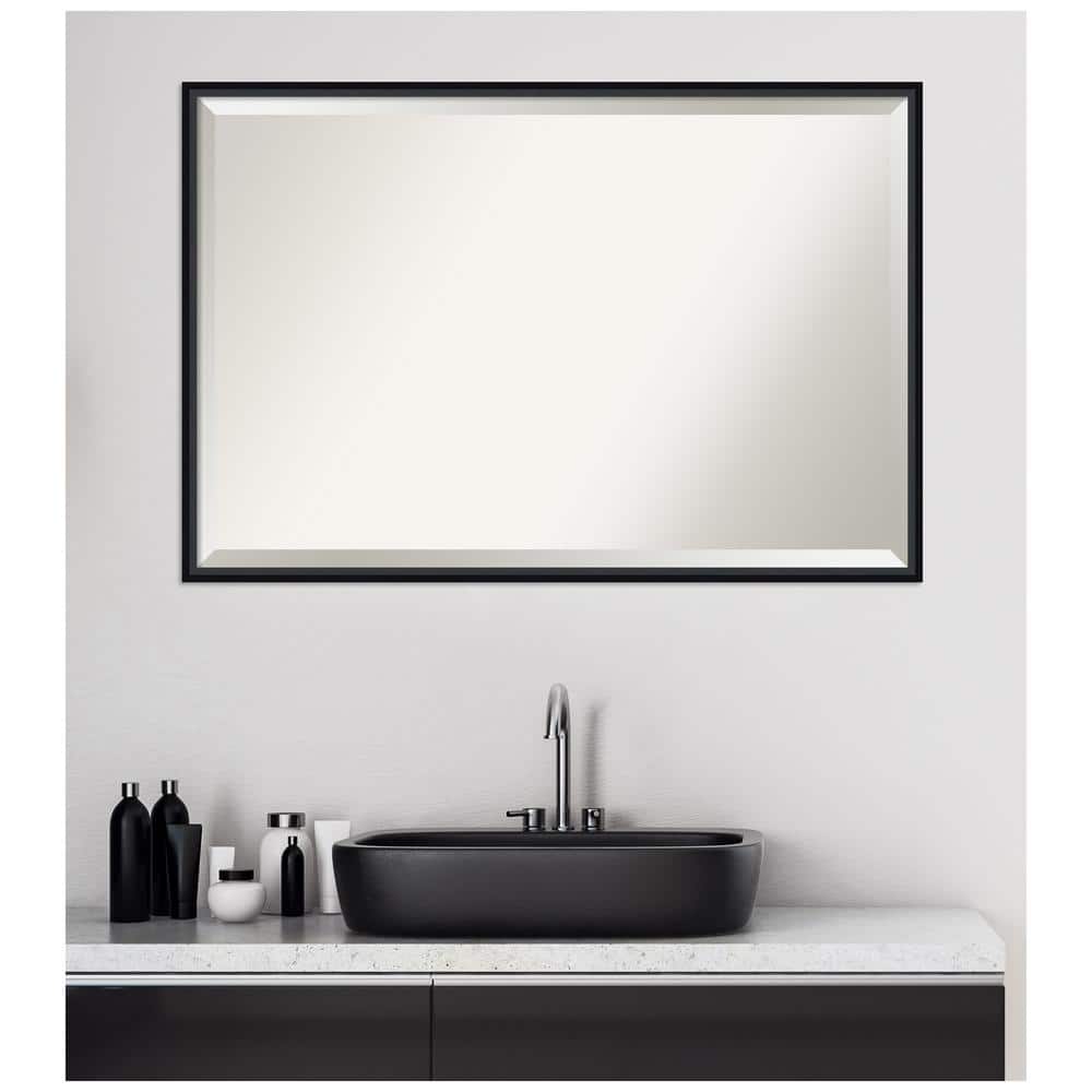 Bronze Wood Rectangular 44" Tall Bathroom Vanity Mirror