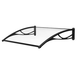 PN Series Solid Polycarbonate Sheet Door Fixed Awning (47 in. W x 31 in. D) in Black Bracket