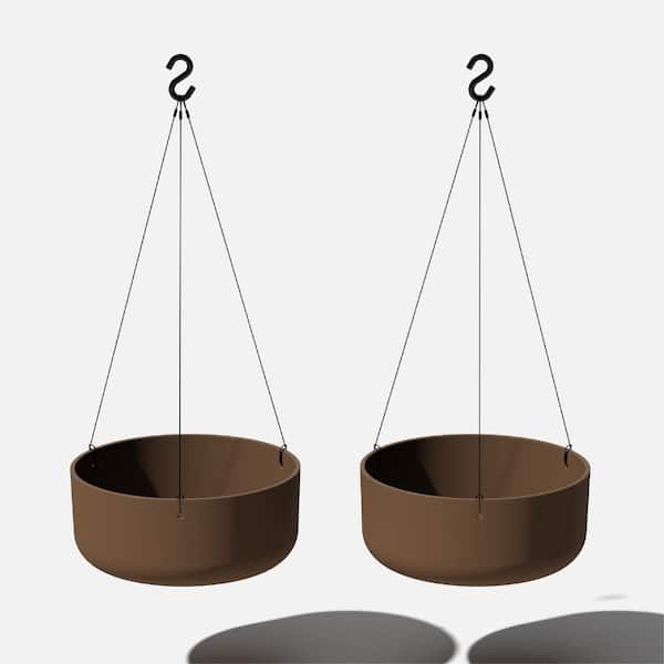 Veradek 14 in. Round Espresso Plastic Planter Hanging Kona Bowl (2-Pack)