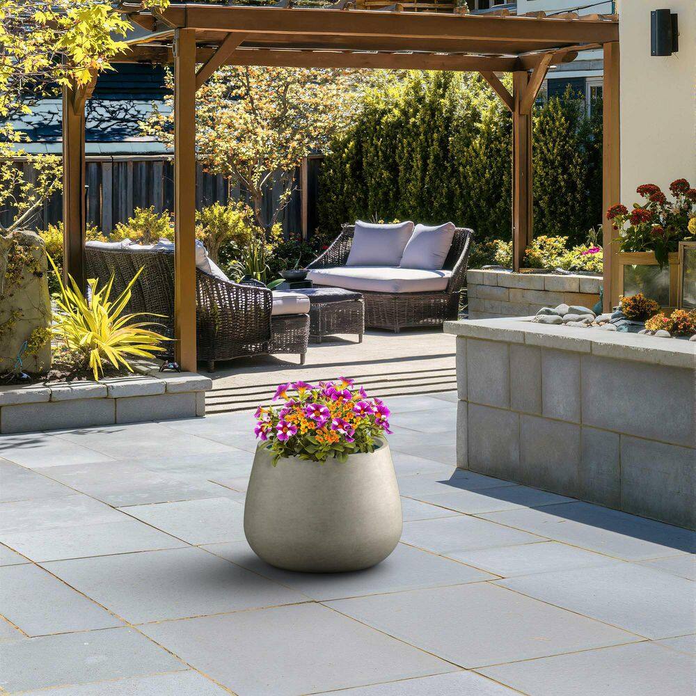 18.5 in. Large Light Gray(Premium Inner) Concrete Round planter/Pot with Drainage Holes price history on PriceWatchPro