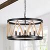 LWYTJO 5-Light Black Dimmable Drum Chandelier for Living Room with No ...