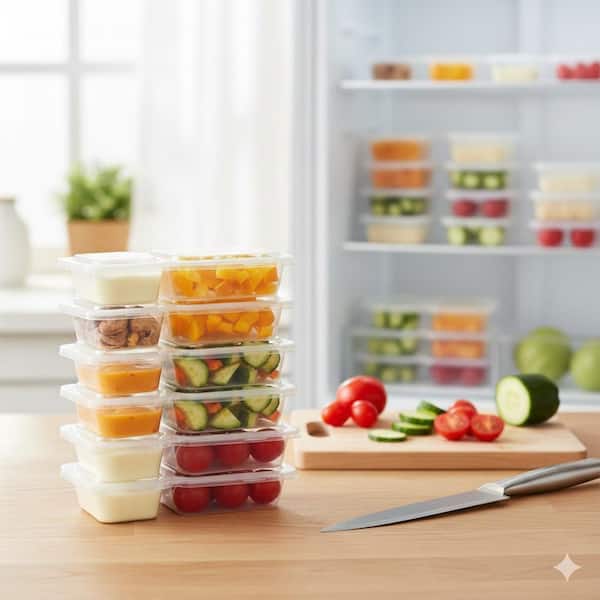 9 oz Clear High Quality PP Food Storage Double Compartment Snack Containers with Lids 20-Pack for Seasonings Portion Cup