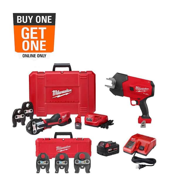 M12 12-Volt Lithium-Ion Force Logic Cordless Copper Press Tool Kit with BIP Jaw Kit, M18 IPS Cutter and M18 Battery