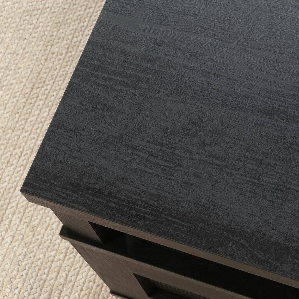 Raven Oak Square Wood Coffee Table with Storage Drawer