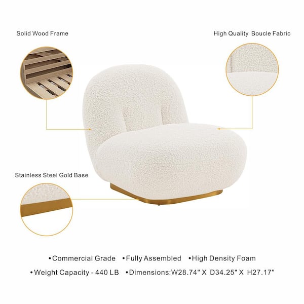 Manhattan Comfort Modern Edina Boucle Accent Chair in White - Set of 2
