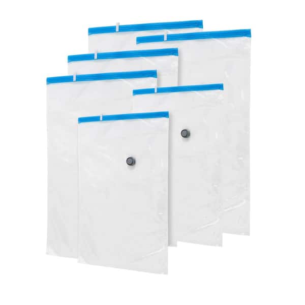  6 Pack Clear Storage Bags with Zipper and Handles