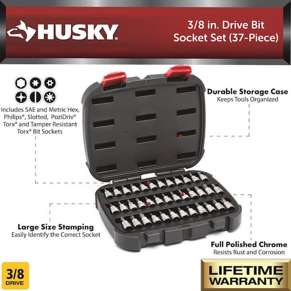 Husky 3/8 in. Drive Metric Long Ball Hex Bit Socket Set (7-Piece)  H3DMMLBBS7PC - The Home Depot