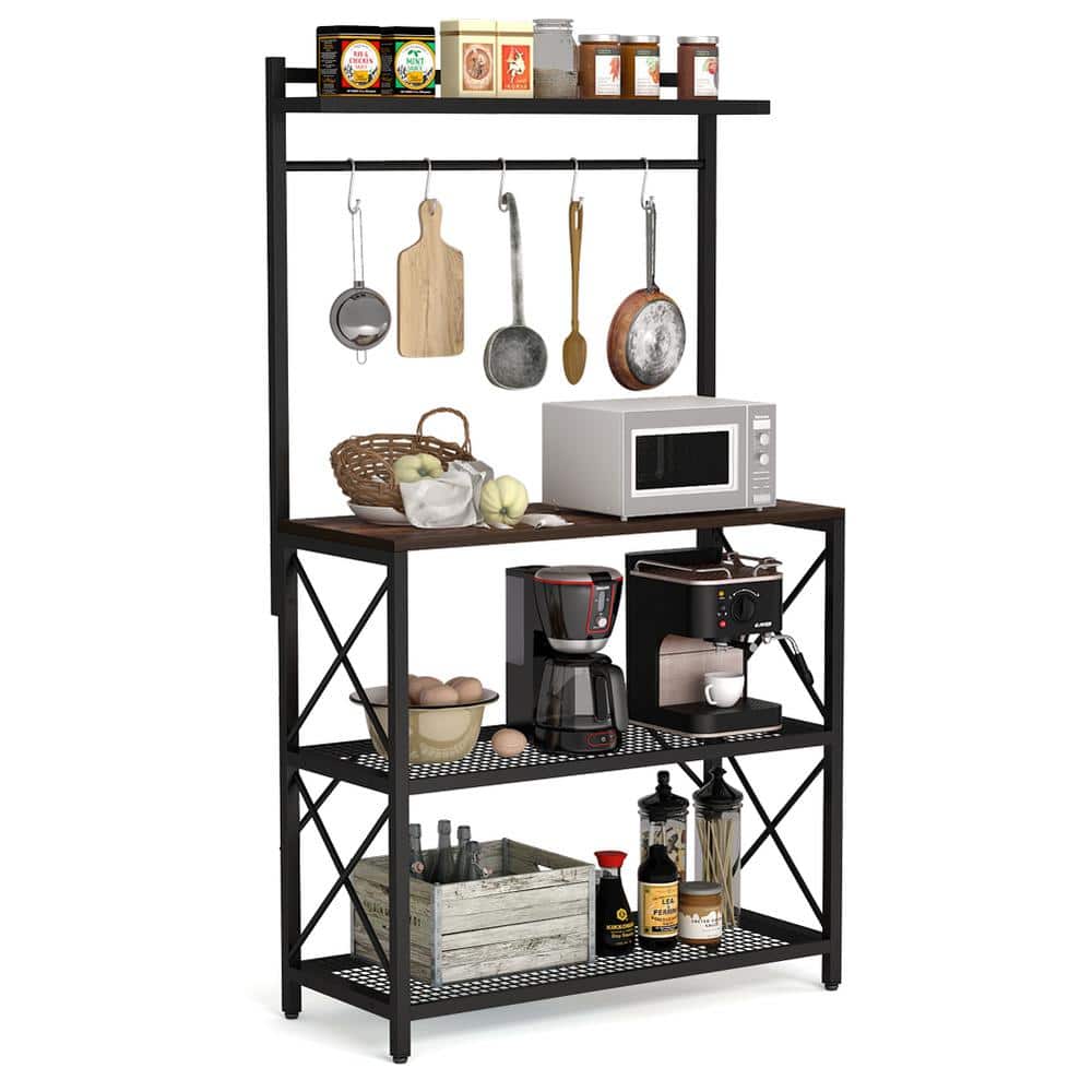 TRIBESIGNS WAY TO ORIGIN Bakary Rustic Brown Bakers Rack with 4-Tier ...