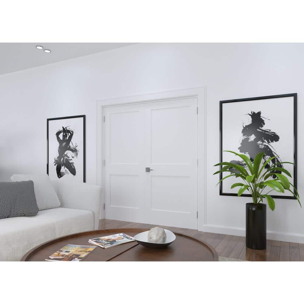 60 in. x 80 in. White Solid Core Double Prehung French Door