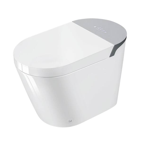 Mason Elongated Smart Bidet Toilet 1.28 GPF in White and Grey with Auto Flush, Heated Seat, Warm Air and Remote Control