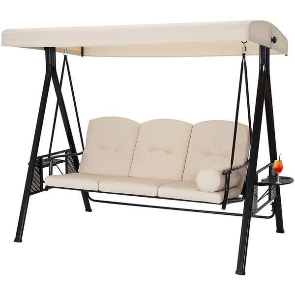 thumbnail image 2 of AsiaCreate Patio Swing Cover,3 Triple Seater Hammock Glider Cover,Waterproof Glider Canopy Cover,210D,88"x60"x72",Black 2 of 11