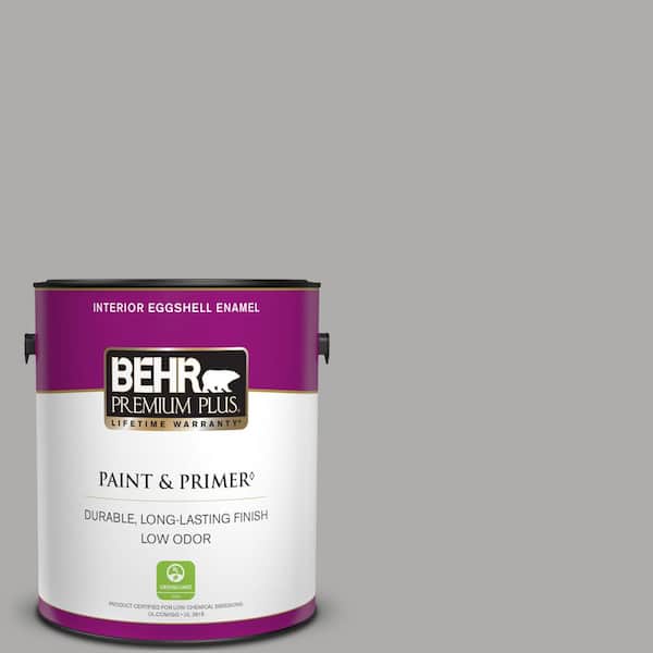 BEHR PREMIUM PLUS 1 gal. #N520-3 Flannel Gray Eggshell Enamel Low Odor Interior Paint & Primer