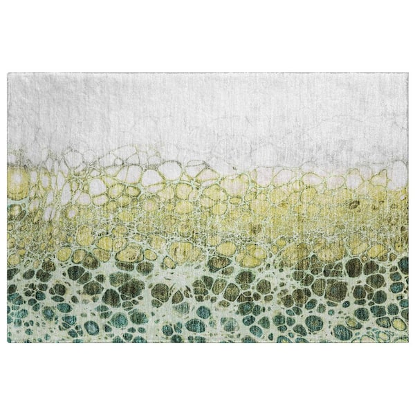 Dream Shag Premium Machine Washable Abstract ADS707 Olive 2 ft. x 3 ft. Accent Rug