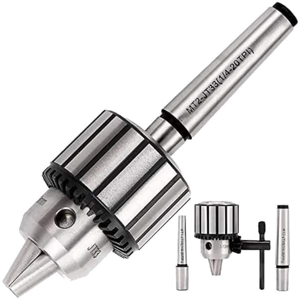 1/2 in. Steel Drill Chuck Set with Chuck Key and JT33-MT1 JT33-MT2