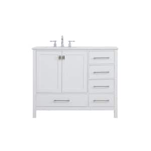Simply Living 42 in. W x 22 in. D x 34 in. H Bath Vanity in White with Calacatta White Engineered Marble Top