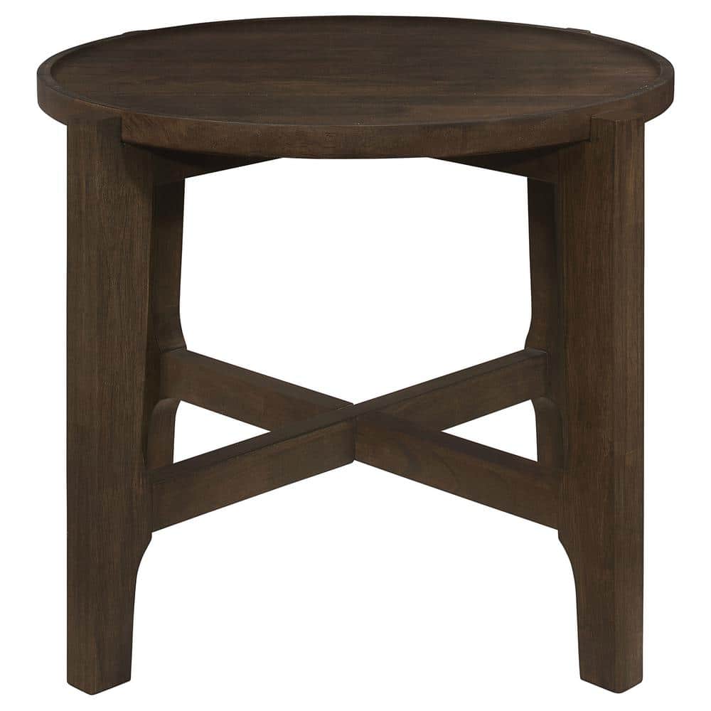 Cota Round Dark Brown Solid Wood End Table