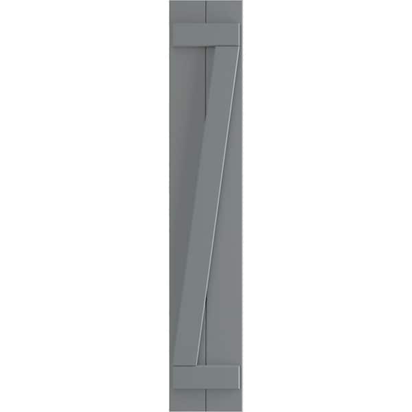 Ekena Millwork 10-3/4 in. x 57 in. True Fit PVC Two Board Joined Board and Batten Shutters with Z-Bar, Ocean Swell (Per Pair)