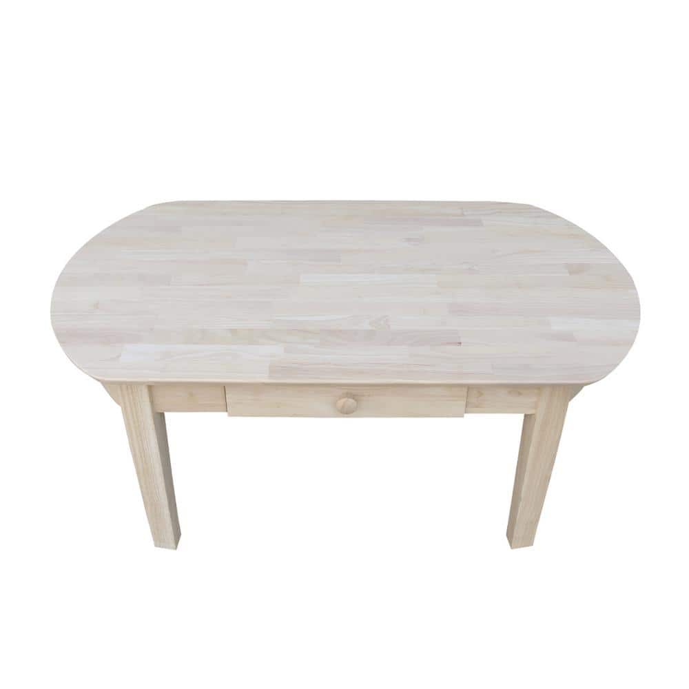 43.7" Natural Wood Oval Coffee Table with Storage