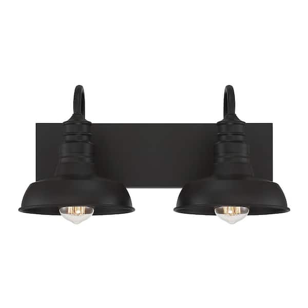 Savoy House 17.75 in. W x 9 in. H 2-Light Oil Rubbed Bronze Bathroom Vanity Light with Metal Shades